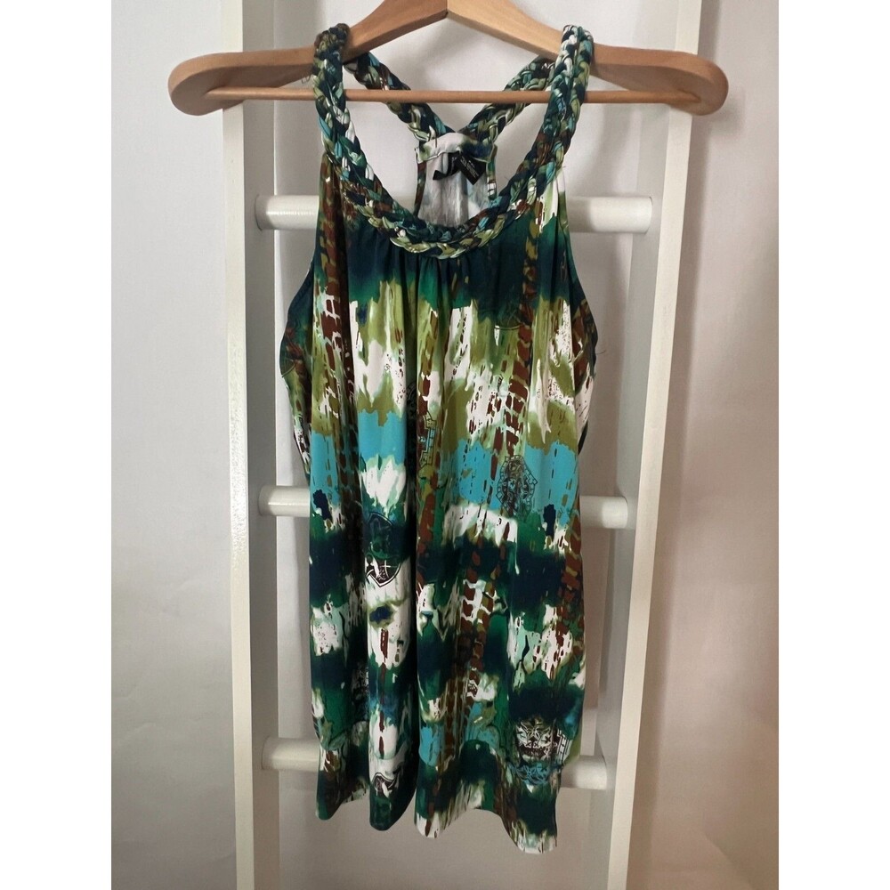 New Directions Racerback Knit Top Womens PXL Petite Bright Blue Green Braid Slvl